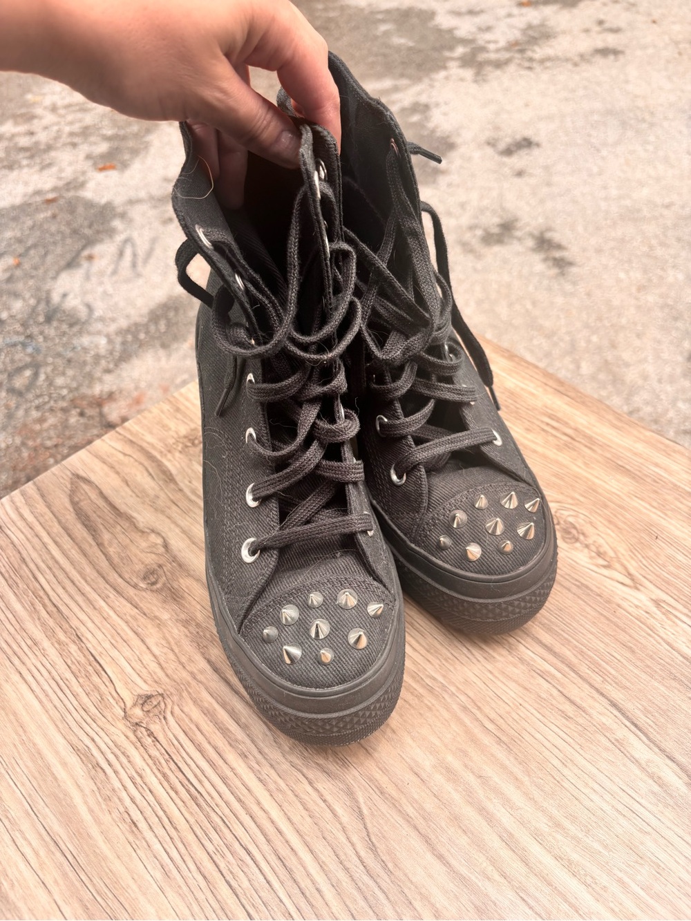 Converse Black Studded Lace-Up High-Top Boots
